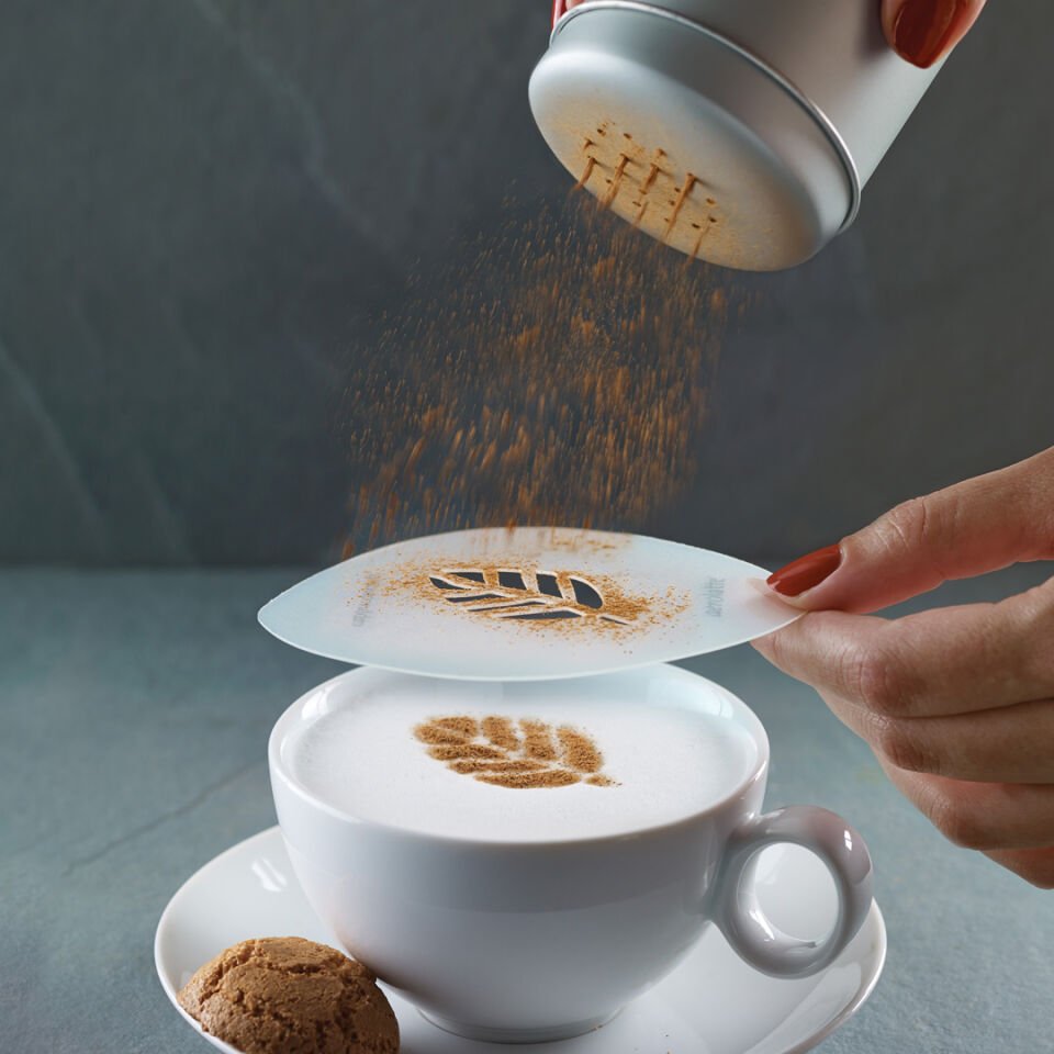 Aerolatte Cappuccino Art Şablonu, 6 eğlenceli tasarım