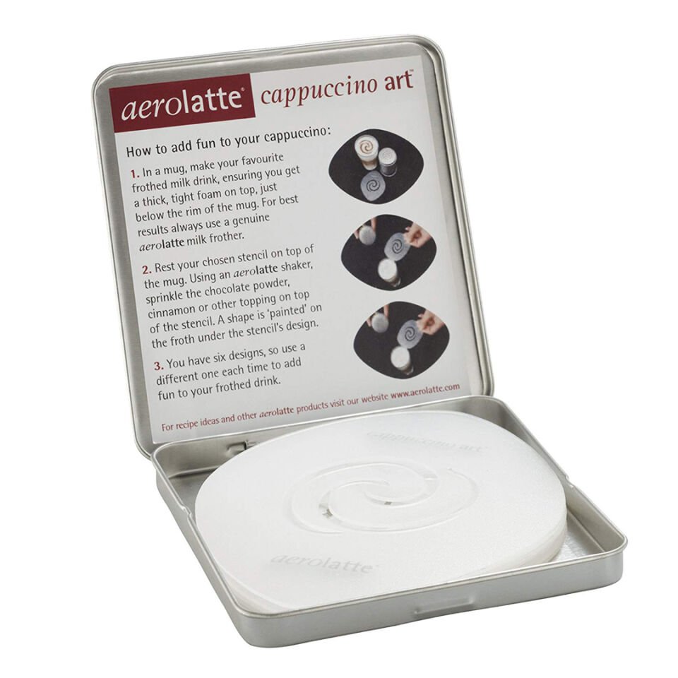 Aerolatte Cappuccino Art Şablonu, 6 eğlenceli tasarım