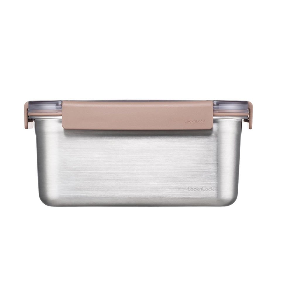 LocknLock Paslanmaz Çelik Fırın & Saklama Kabı Kare Kilitli 1.3 Lt ml - Kahverengi