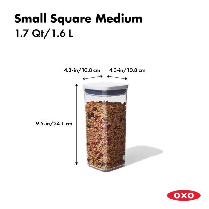 Oxo Saklama Kabı Pop Orta Kare - Kısa - 1.6 lt
