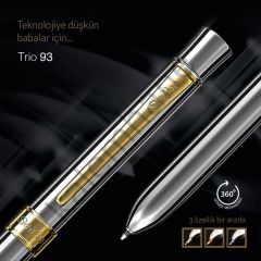 Multifonksiyon Kalem 0.5mm Trio 93 Beyaz Altın