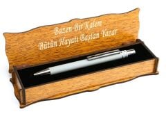 Kişiye Özel İsimli Tükenmez Kalem Ahşap Kutulu