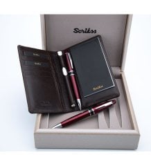 Hediyelik Set Dolma kalem - Tükenmez kalem 63 Habana Bordo & Deri Jotter