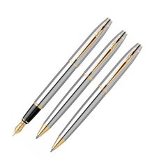 17 adet Scrikss Marka Gold Krom 3 lü Kalem Seti Lüks Deri Kutuda ( ömür boyu garantili )