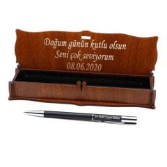 Kişiye Özel Hediye Tükenmez Kalem Ahşap Kutu Hediye