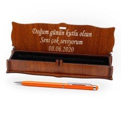 Hediyelik İsimli Kalem Ahşap Kutulu