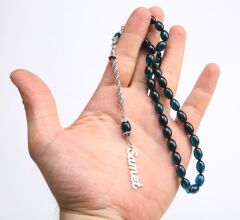 Hediyelik Gümüş İsimli Sıkma Kehribar Ahşap Kutulu