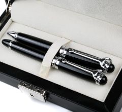 Ultra Lüks Roller ve Tükenmez Kalem Seti Deri Kutulu