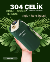 304 Çelik Sıcak - Soğuk Kişiye Özel Termos Dijital Derece Göstergeli 500 ml