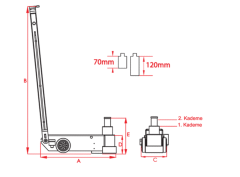 2 Kademeli Mobil 30-15 Ton Hidropnömatik Kriko