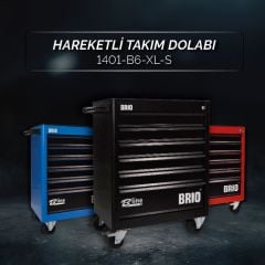 Brio Hareketli Takım Dolabı 6 Çekmece XL 256 Parça Siyah Dolu