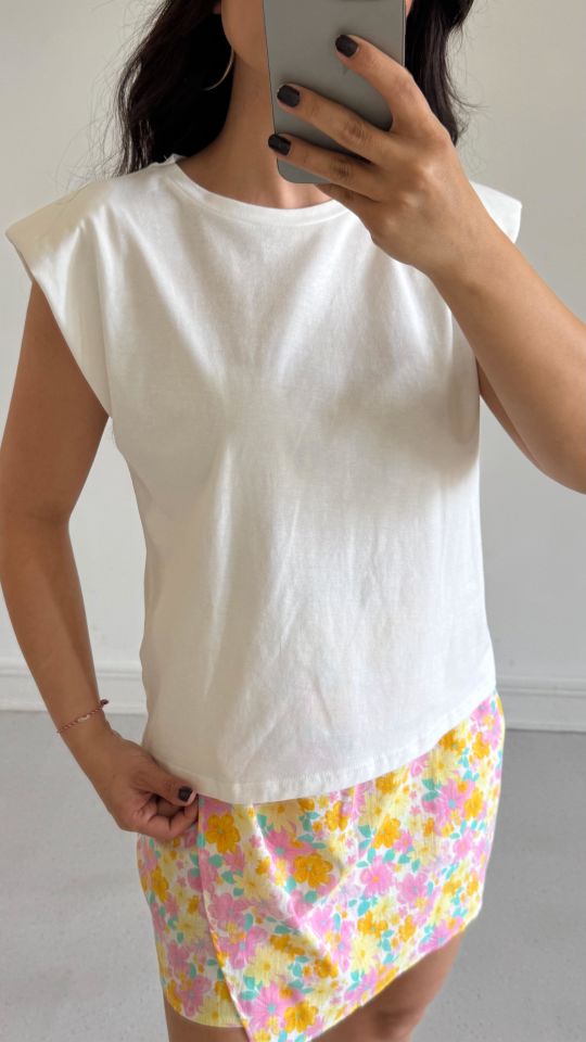 Vatkalı Tshirt Beyaz