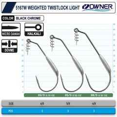 Owner 5167W Weighted Twistlock Light Olta İğnesi