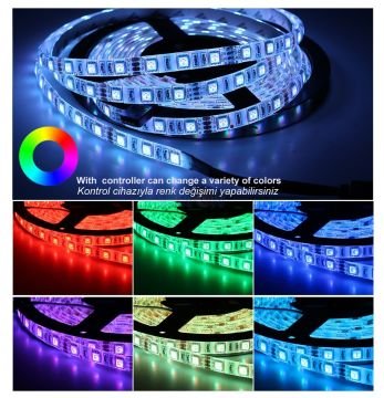 12V 3 Çip Silikonsuz RGB Şerit Led