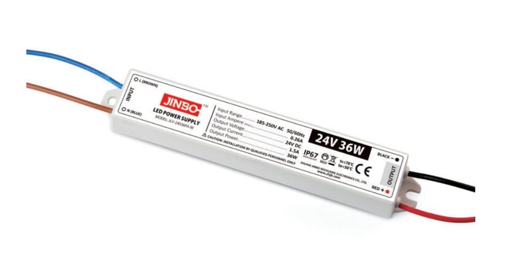 Jinbo 12V 3A 36W IP67 Dış Mekan Plastik Kasa Slim Adaptör