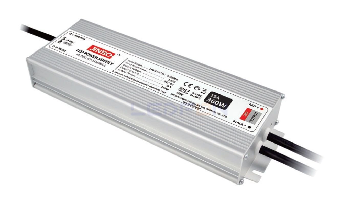 Jinbo 24V 15A 360W IP67 Dış Mekan Adaptör