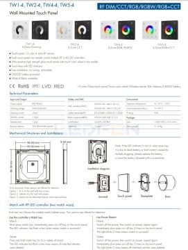 Duvar Tipi Dokunmatik Led Dimmer Beyaz +1 Adet Alıcı 15A