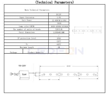 12V 12W 3000K Günışığı Çubuk Bar Led 100cm