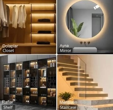 24V 6W 480 Led 5mm IP20 4000K Cob Şerit Led