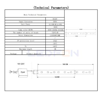 24V 12W 4000K Naturel Çubuk Bar Led 100cm
