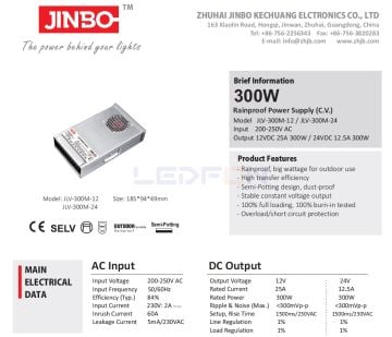 Jinbo 12V 25A 300W Rainproof Adaptör