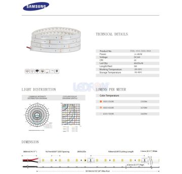 24V 14.4W Samsung 60 Led IP65 Silikonlu 3000K Günışığı Şerit Led