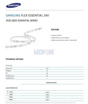 24V 14.4W Samsung 60 Led Silikonsuz 5000K Naturel Şerit Led