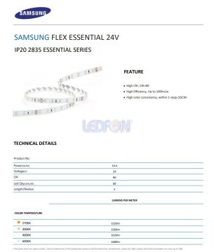 Samsung 24V 14.4W 60 Led IP20 5000K Şerit Led