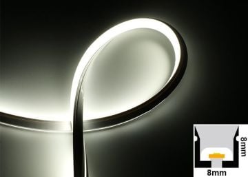 24V 8x8mm 6W IP67 3000K Günışığı Neon Led