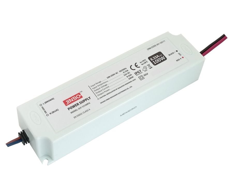 Jinbo 24V 4.17A 100W IP67 Dış Mekan Plastik Kasa Adaptör