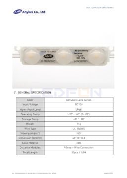 12V 1.2W Samsung 6500K Beyaz Modül Led