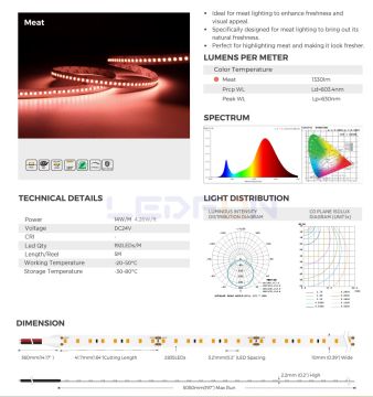 24V Plus Silikonsuz 1800K Kasap Et  Şerit Led