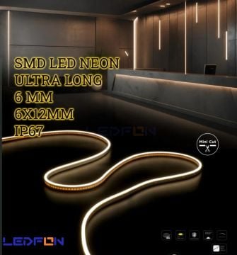 12V 6x12mm 9W IP67 Silikon 10.000K Beyaz Neon Led 1cm