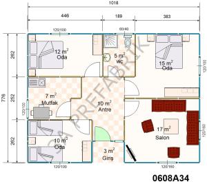 79m2 Tek Katlı Prefabrik