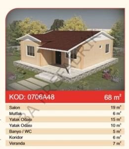 68m2  Tek Katlı Prefabrik Ev