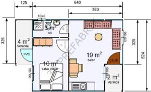 38m2 Tek Katlı Prefabrik Ev