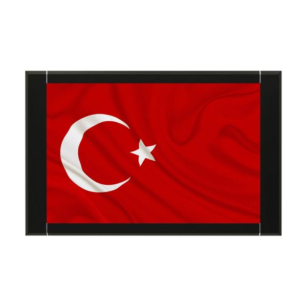 Deri Çerçeveli Resimli Makam Panosu Türk Bayrağı