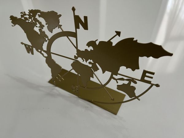 Dünya Haritası Metal Dekoratif Biblo