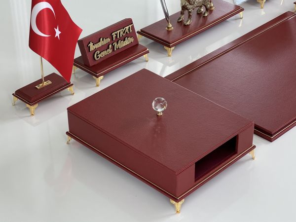 Sümenvadisi Bordo Deluxe Deri Scrikss Markalı Kalem Saat Yüzük Kutulu