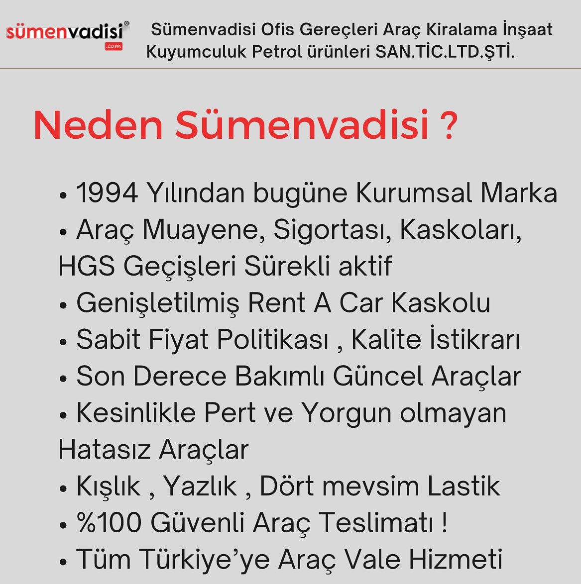 Sümenvadisi Adapazarı Araç Kiralama %100 Güvenli