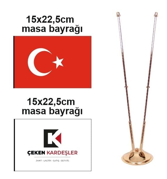 Sümenvadisi 2li Gold Stand Masa Bayrağı