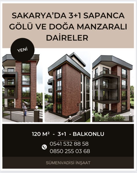 Sümenvadisi İnşaattan Satılık Sapanca Gölü ve Doğa Manzaralı Daireler