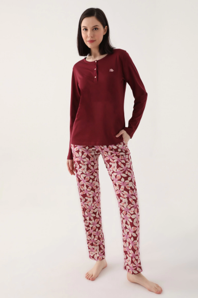 Arnetta 2638-X Desenli Kadın Uzun Kol Pijama Takımı