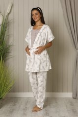 Hays Mom Kadın Sabahlıklı 3lü Penye Pijama