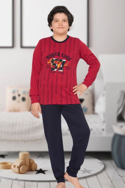 Kshop 2448 Erkek 57 Nakışlı Çocuk Uzun Kol Pijama