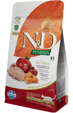 N&D Pumpkin Tahılsız Bıldırcınlı Bal Kabaklı ve Narlı Kısırlaştırılmış Kedi Maması 1.5 Kg