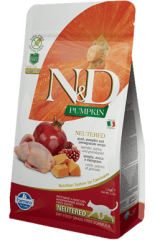 N&D Pumpkin Tahılsız Bıldırcınlı Bal Kabaklı ve Narlı Kısırlaştırılmış Kedi Maması 1.5 Kg