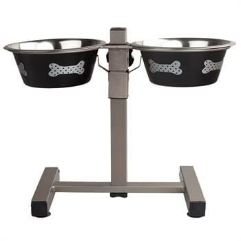 Eurodog ayaklı çelik 2 li mama kabı  2 Qt ADDT2B 24431