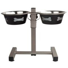 Eurodog ayaklı çelik 2 li mama kabı  2 Qt ADDT2B 24431