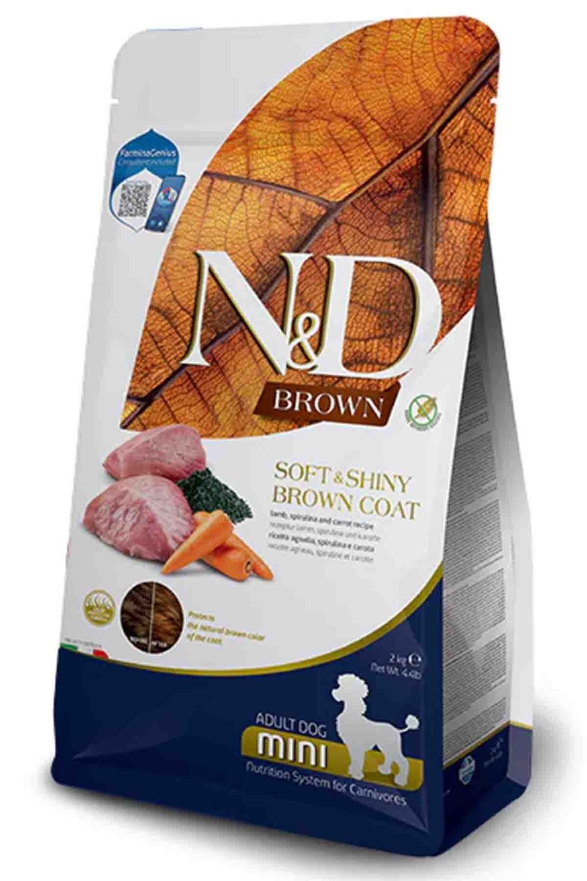 N&D Brown Kuzu Etli Spirulina ve Havuçlu Küçük Irk Yetişkin Köpek Maması 2,5 kg